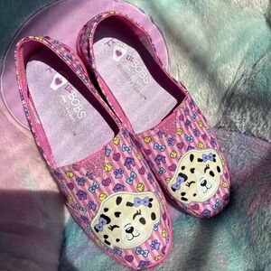 Skechers Little Girls Pink Cartoon Slip-On Moccasins